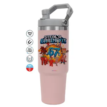 Steal a Brainrot 67 Roblox Style, ΡΟΖ χρώματος Θερμός Ανοξείδωτο 890ml (30oz) με χερούλι