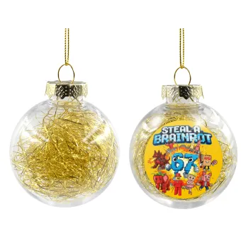 Steal a Brainrot 67 Roblox Style, Στολίδι Χριστουγεννιάτικη μπάλα δένδρου διάφανη με χρυσό γέμισμα 8cm