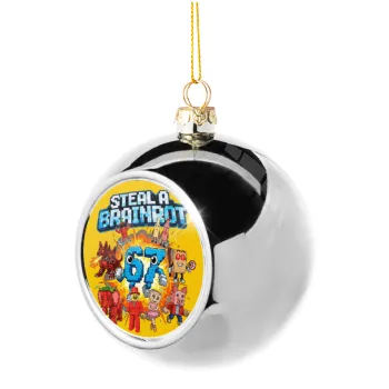 Steal a Brainrot 67 Roblox Style, Στολίδι Χριστουγεννιάτικη μπάλα δένδρου Ασημένια 8cm