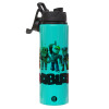 Metallic water bottle with safety lid, 850ml aluminum