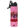 Metallic water bottle with safety lid, 850ml aluminum