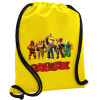 Τσάντα πλάτης πουγκί GYMBAG Κίτρινη, με τσέπη (40x48cm) & χονδρά κορδόνια