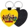 Μπρελόκ PU δερμάτινο glitter καρδιά ΜΑΥΡΟ