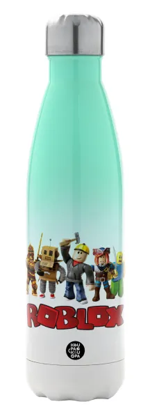 Roblox squad — Metal mug thermos Green/White (Stainless steel), double wall, 500ml