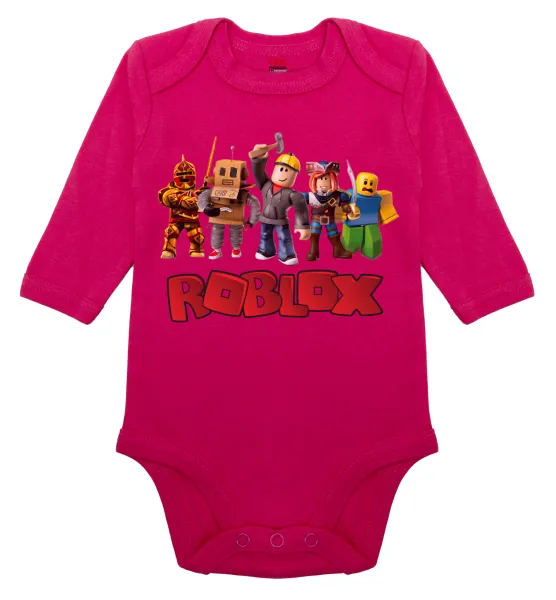 Roblox squad — Μακρυμάνικο βρεφικό φορμάκι, 0-18 μηνών, ΡΟΖ, 100% Organic Cotton