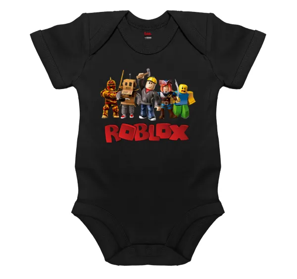 Roblox squad — Βρεφικό φορμάκι μωρού, 0-18 μηνών, ΜΑΥΡΟ, 100% Organic Cotton, κοντομάνικο