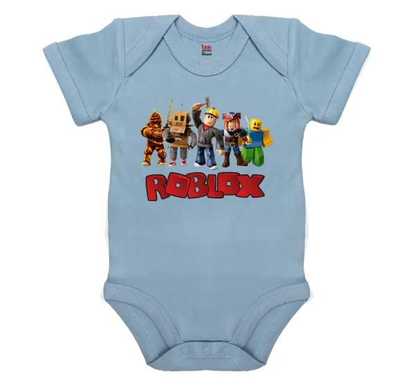 Roblox squad — Short-sleeve baby bodysuit, 0-18 months, blue, 100% organic cotton