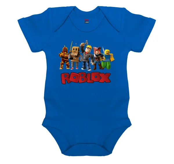 Roblox squad — Short-sleeve baby bodysuit, cobalt blue, 100% organic cotton
