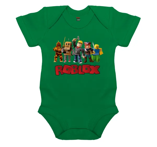 Roblox squad — Short-sleeve baby bodysuit, GREEN, 100% organic cotton