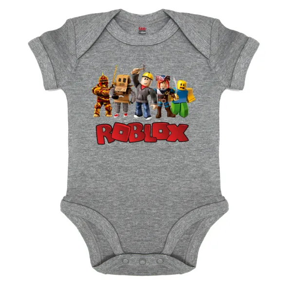 Roblox squad — Βρεφικό φορμάκι μωρού, 0-18 μηνών, ΓΚΡΙ ΜΕΛΑΝΖΕ, 100% Organic Cotton, κοντομάνικο
