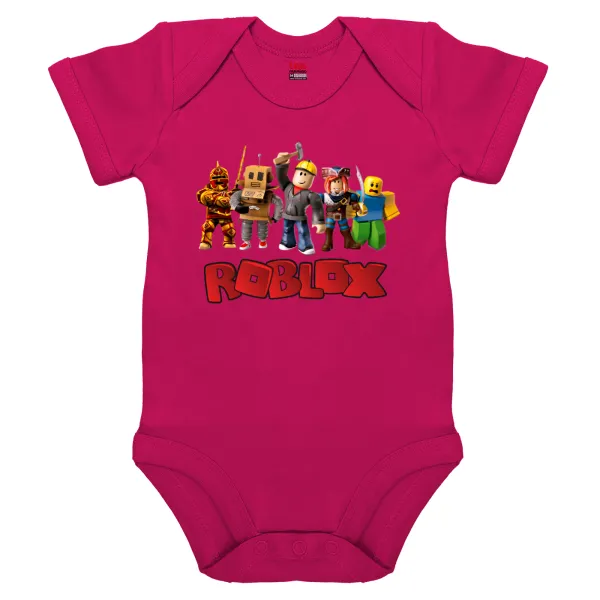 Roblox squad — Short-sleeve baby bodysuit, 0-18 months, PINK, 100% organic cotton