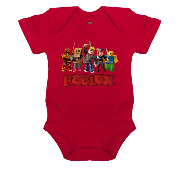 Roblox squad — Short-sleeve baby bodysuit, RED, 100% organic cotton