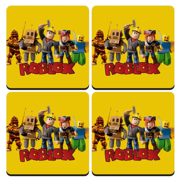Roblox squad — Set of 4 square wooden coasters (9cm)