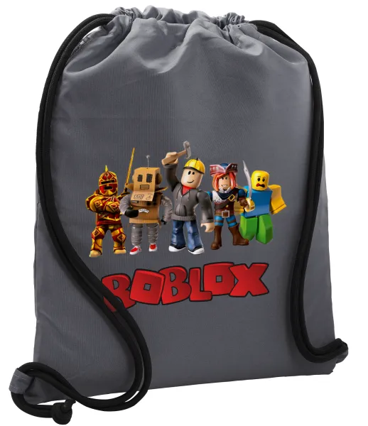 Roblox squad — Τσάντα πλάτης πουγκί GYMBAG ΓΚΡΙ, με τσέπη (40x48cm) & χονδρά κορδόνια