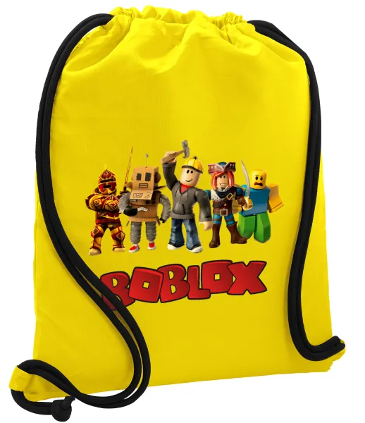Roblox squad — Backpack pouch GYMBAG Yellow, with pocket (40x48cm) & thick cords