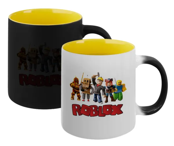 Roblox squad — Κούπα Μαγική εσωτερικό κίτρινη, κεραμική 330ml που αλλάζει χρώμα με το ζεστό ρόφημα