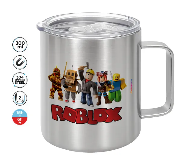 Roblox squad — Double-walled stainless steel mug 300ml with temperature-retaining lid