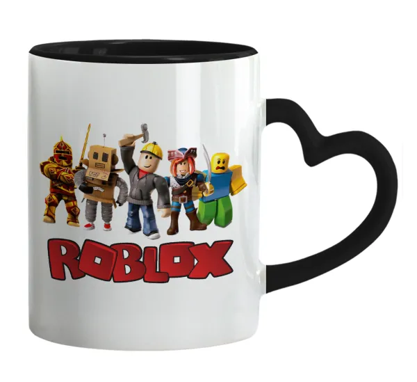 Roblox squad — Mug heart black handle, ceramic, 330ml