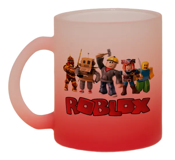Roblox squad — Κούπα γυάλινη δίχρωμη με βάση το κόκκινο ματ, 330ml