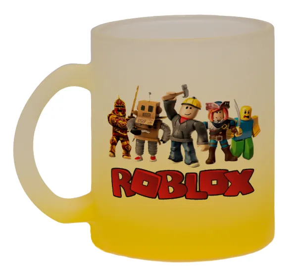 Roblox squad — Κούπα γυάλινη δίχρωμη με βάση το κίτρινο ματ, 330ml
