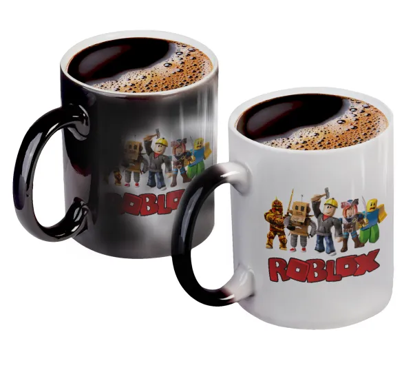 Roblox squad — Color changing magic Mug, ceramic, 330ml when adding hot liquid inside, the black colour desappears (1 pcs)
