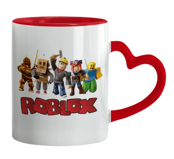 Roblox squad — Mug heart red handle, ceramic, 330ml