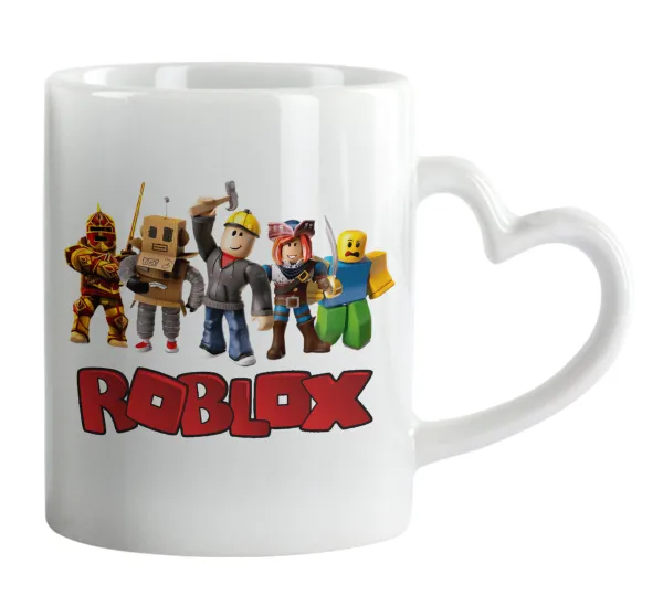 Roblox squad — Κούπα καρδιά χερούλι λευκή, κεραμική, 330ml