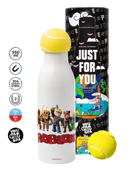 Roblox squad — Tennis ball Metal mug thermos White, double wall, 550ml