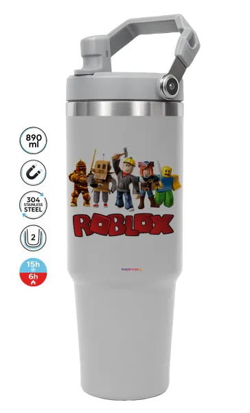 Roblox squad — GREY Travel Tumbler with Handle 890ml