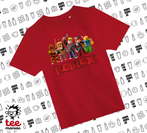 Roblox squad — RED childrens T-Shirt made of 100% cotton, for every day. Vegan & OEKO-TEX certified.