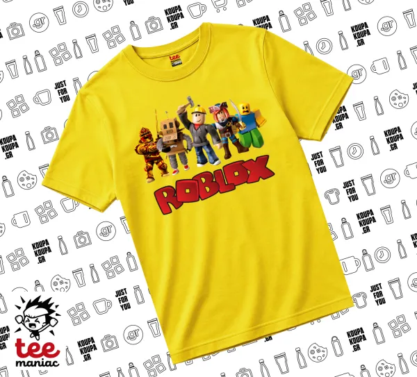 Roblox squad — Κίτρινο Άνετο παιδικό T-Shirt από 100% βαμβάκι, για κάθε μέρα. Vegan & OEKO-TEX πιστοποιημένο.