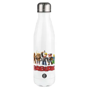 Roblox squad, Μεταλλικό παγούρι θερμός Λευκό (Stainless steel), διπλού τοιχώματος, 500ml