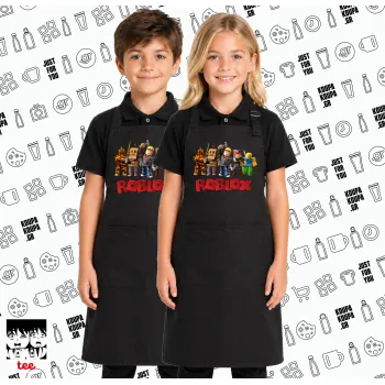 Roblox squad, Μαύρη ΠΑΙΔΙΚΗ Ποδιά μακριά Σεφ ολόσωμη με τσέπες