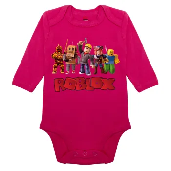 Roblox squad, Μακρυμάνικο βρεφικό φορμάκι, 0-18 μηνών, ΡΟΖ, 100% Organic Cotton