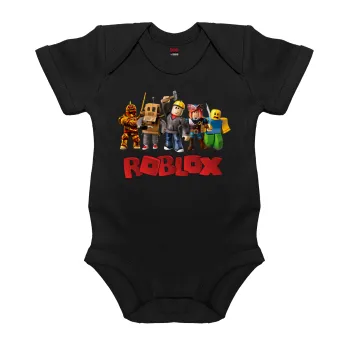 Roblox squad, Βρεφικό φορμάκι μωρού, 0-18 μηνών, ΜΑΥΡΟ, 100% Organic Cotton, κοντομάνικο
