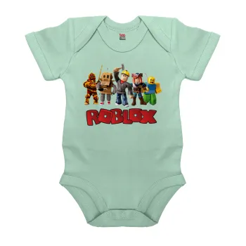 Roblox squad, Βρεφικό φορμάκι μωρού, 0-18 μηνών, mint (Μέντα), 100% Organic Cotton, κοντομάνικο