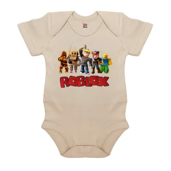 Roblox squad, Βρεφικό φορμάκι μωρού, 0-18 μηνών, Natural (Εκρού), 100% Organic Cotton, κοντομάνικο
