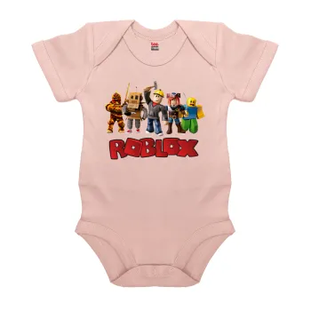 Roblox squad, Βρεφικό φορμάκι μωρού, 0-18 μηνών, ΡΟΖ POWDER, 100% Organic Cotton, κοντομάνικο
