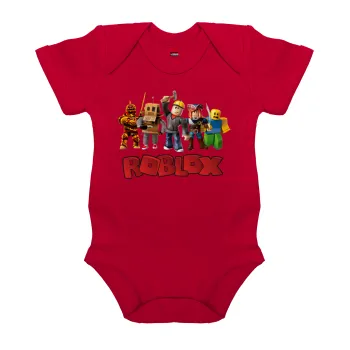 Roblox squad, Βρεφικό φορμάκι μωρού, ΚΟΚΚΙΝΟ, 100% Organic Cotton, κοντομάνικο