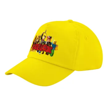 Roblox squad, Child's Baseball Cap, 100% Cotton Twill, Yellow (COTTON, CHILD, UNISEX, ONE SIZE)
