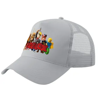 Roblox squad, Trucker Hat with Mesh, GREY, (COTTON, KIDS, UNISEX, ONE SIZE)