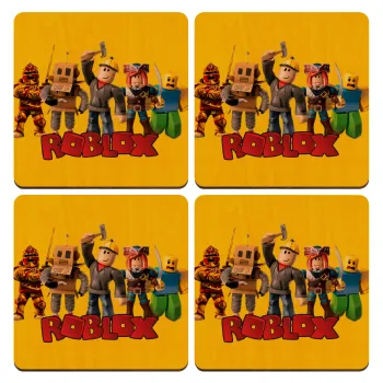 Roblox squad, ΣΕΤ x4 Σουβέρ ξύλινα τετράγωνα plywood (9cm)