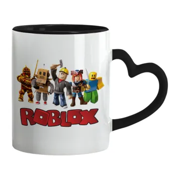Roblox squad, Κούπα καρδιά χερούλι μαύρη, κεραμική, 330ml