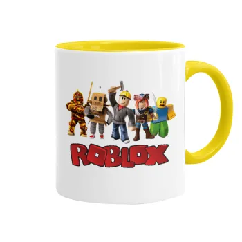 Roblox squad, Κούπα χρωματιστή κίτρινη, κεραμική, 330ml