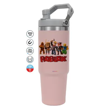 Roblox squad, ΡΟΖ χρώματος Θερμός Ανοξείδωτο 890ml (30oz) με χερούλι