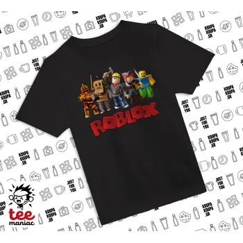 Roblox squad, Άνετο παιδικό T-Shirt ΜΑΥΡΟ από 100% βαμβάκι, για κάθε μέρα. Vegan & OEKO-TEX πιστοποιημένο.