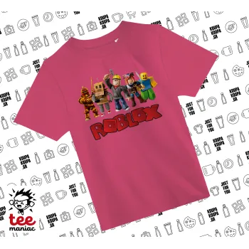 Roblox squad, ΡΟΖ παιδικό T-Shirt από 100% βαμβάκι, για κάθε μέρα. Vegan & OEKO-TEX πιστοποιημένο.