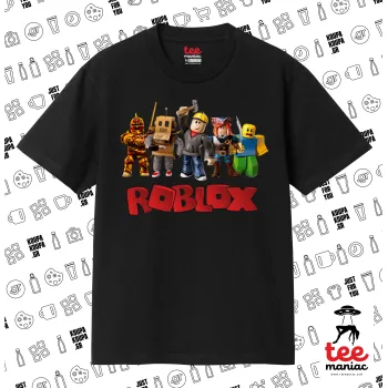 Roblox squad, Κλασικό T-Shirt, διπλής ραφής, χωρίς πλευρικές ραφές ΜΑΥΡΟ από 100% βαμβάκι. Vegan & OEKO-TEX πιστοποιημένο.