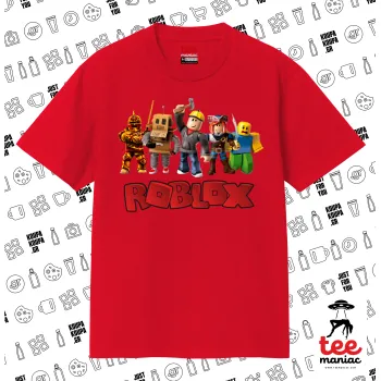 Roblox squad, Κλασικό T-Shirt, διπλής ραφής, χωρίς πλευρικές ραφές ΚΟΚΚΙΝΟ από 100% βαμβάκι. Vegan & OEKO-TEX πιστοποιημένο.