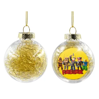 Roblox squad, Στολίδι Χριστουγεννιάτικη μπάλα δένδρου διάφανη με χρυσό γέμισμα 8cm